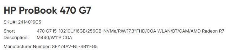 HP 470 Probook G5 i5-8250u 17inch 16Gb 512Ssd W11Pro - Afbeelding 2