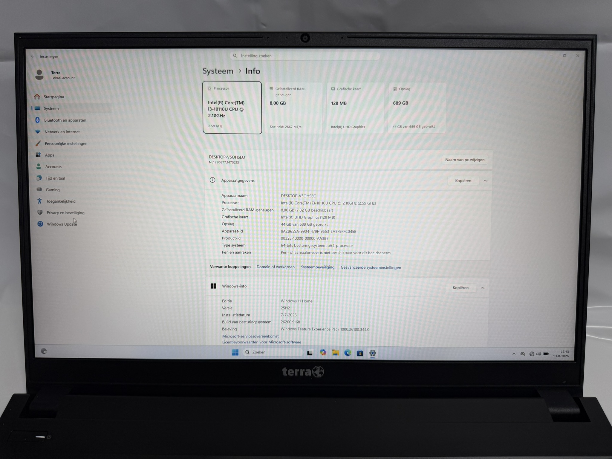 Terra Mobile 1716 i3-10110U 8GB 240GB SSD 500GB HDD 17.3 FHD W11Home - Afbeelding 2
